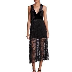 A.L.C. Lola Velvet & Embroidered Lace Midi Dress